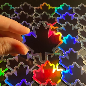 Pegatina holográfica troquelada de hoja de arce, pegatina de hoja de arce, recuerdo de Canadá, pegatina de Canadá, pegatina holográfica de Canadá