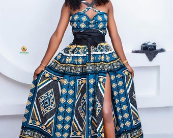 Ankara print, maxi dress, African fabric, Ankara wax, women clothing, summer dress