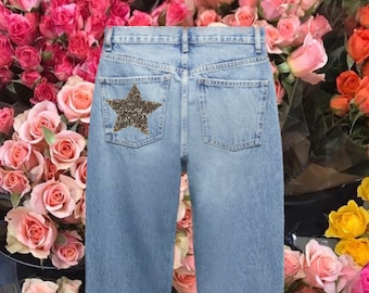 Star patch jeans | silver star