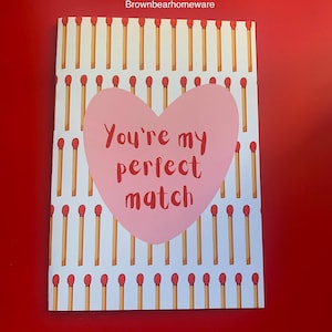 Fiammiferi disegnati a mano "Sei il mio partner perfetto", biglietto di San Valentino per anniversario in formato A5