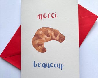 Merci Beaucoup Card | Croissant Thank You, French Greeting (A5)