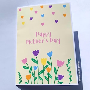 Lindo coração desenhado à mão e flor feliz dia das mães cartão de felicitações A5 presente