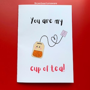 Carino sei la mia tazza di tè bustina di tè disegnata a mano anniversario San Valentino auguri A5 carta regalo