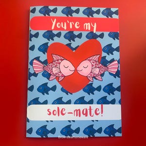 Carte A5 drôle de poisson dessiné à la main, vous êtes mon seul compagnon de voeux drôle d'anniversaire de saint-valentin