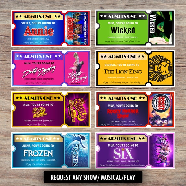 Personalised theatre ticket gift | Theatre Ticket | West end ticket | Musical Ticket | Show Ticket