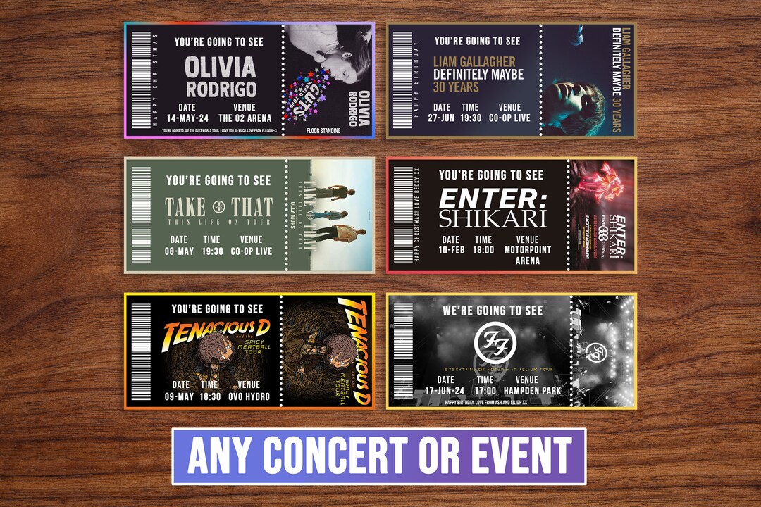 Personalised Concert Ticket Gift Ticket Festival Ticket Surprise Event