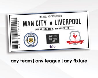 Personalised Football Match Ticket: Sports Gift Voucher