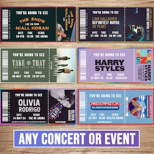 Personalised Concert Ticket | Gig Ticket | Festival Ticket | Surprise Event | souvenir ticket |