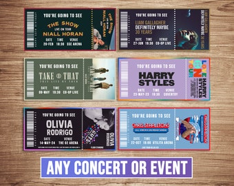 Personalised Concert Ticket | Gig Ticket | Festival Ticket | Surprise Event | souvenir ticket |