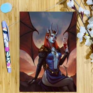 Mizora BG3 Game A5 Art Print, Baldur's Gate 3 Devil Fanart, Fantasy illustratie cadeau voor gamers, kunst aan de muur, poster