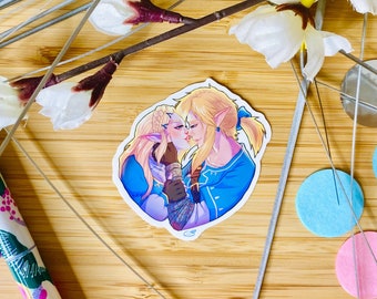 Link and Zelda - | Zelda Art | Zelda sticker | Fanart | Nintendo | botw | Fantasy sticker | Geeky sticker | Gamer gift | Nerdy gift