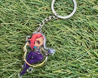 Cyberpunk Keychain Valerie V Chibi Art: Acrylic Video Game Charm