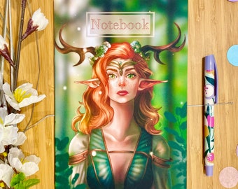 Elf queen | Fantasy | Dnd Art | Handmade Notebook | Gift for her | Sketchbook| Cute Notebook | blank notebook