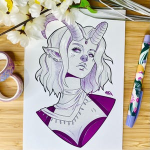 Dungeons and Dragons Tiefling Art Print, Fantasy DnD Wall Art, Unique Gift for Dungeons Master, Game Poster