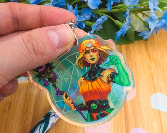 Melinoe Holographic Charm: Acrylic Hades Game Fan Art Keychain