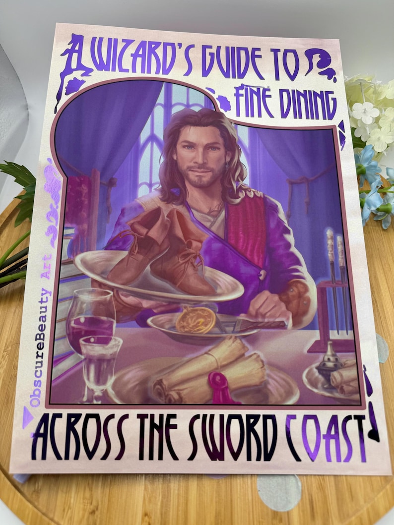 Gale BG3 Funny Foil Print A4, Baldur's Gate 3 Fan Art Poster, Game inspired Merch, Tabletop RPG Decor, Gamer Birthday Gift