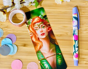 Elf Queen Bookmark | Illustrated Bookmark | Mythical | Magical | Fantasy Art Bookmark | Book lover gift | Small Gift | Handmade Bookmark