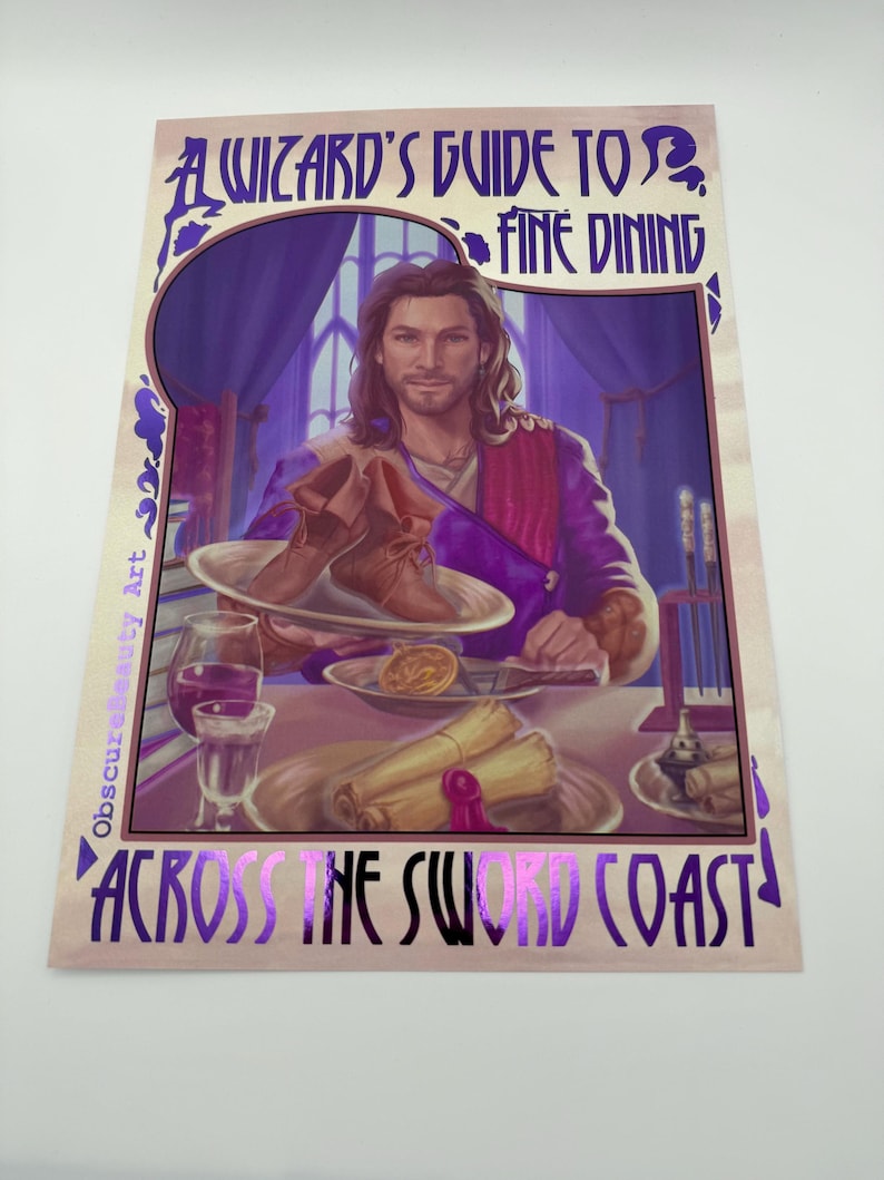 Gale BG3 Funny Foil Print A4, Baldur's Gate 3 Fan Art Poster, Game inspired Merch, Tabletop RPG Decor, Gamer Birthday Gift