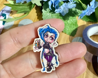 Jinx Wood Pin: Arcane League of Legends Fan Art