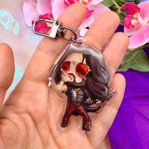 Johnny Silverhand Cyberpunk 2077 Charm – Acrylic Keychain, Anime Edgerunners Fan Art Merch, Geeky Gamer Gift for Him