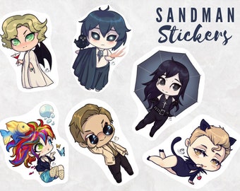 The Sandman stickers | Dream | Desire | Lucifer | Delirium | Corinthian | Death | cute | chibi | anime | comic | fantasy | fanart | endless