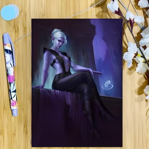 Minthara A5 Art Print, Baldur&#39;s Gate 3 Fanart, Dark Elf Fantasy Illustration, Unique Gamer Gift, Drow Merch, Wall art, Poster