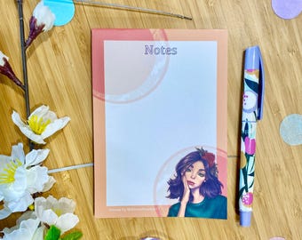 Handmade Kawaii Girl Notepad: A6 Tear Away To-Do List