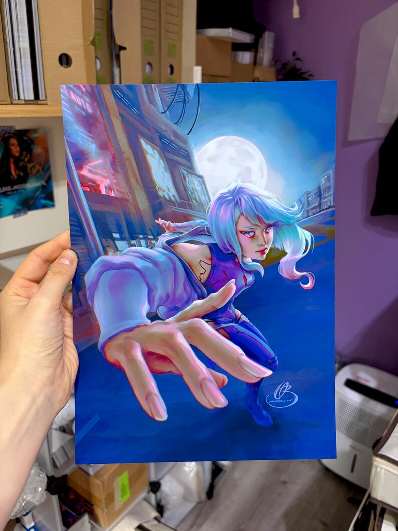 Lucy Cyberpunk 2077 Edgerunners Anime Girl Poster – Fanart Print, Merch Gift for Him – Cyberpunk Decor Art