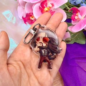 Johnny Silverhand Cyberpunk 2077 Charm – Acrylic Keychain, Anime Edgerunners Fan Art Merch, Geeky Gamer Gift for Him