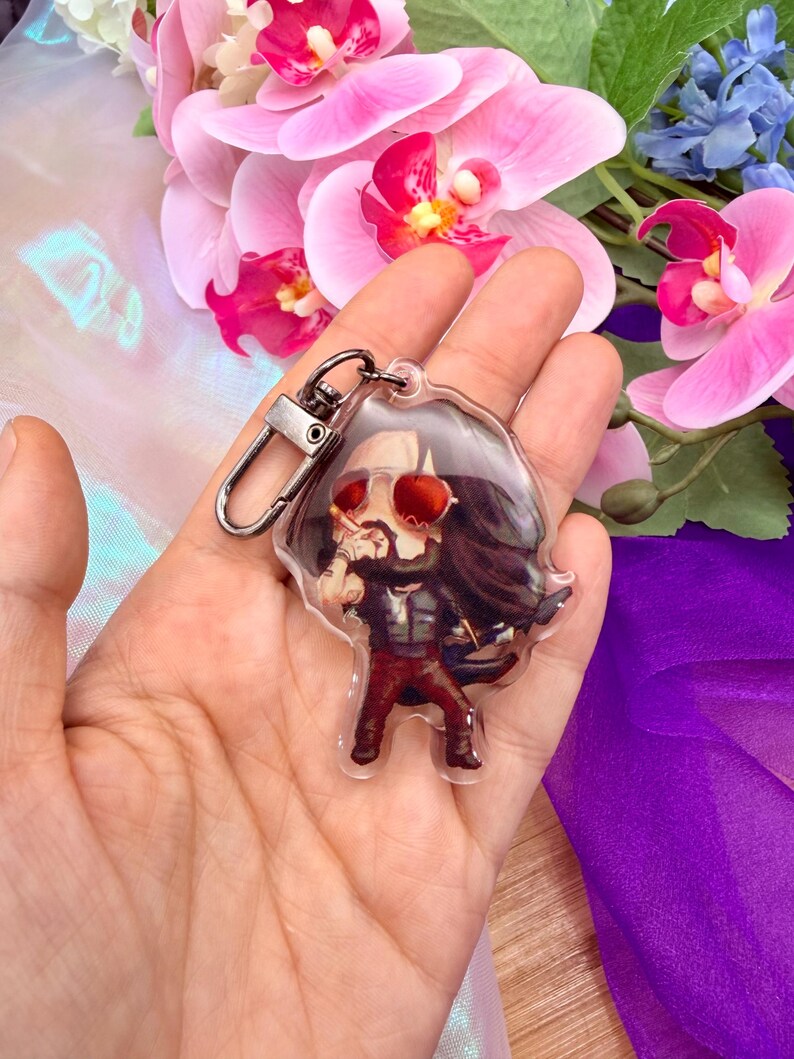 Johnny Silverhand Cyberpunk 2077 Charm – Acrylic Keychain, Anime Edgerunners Fan Art Merch, Geeky Gamer Gift for Him