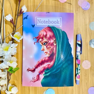Cute Illustrated Notebook Stationary, Handmade Blank or Lined Journal Gift for her, Art cover
