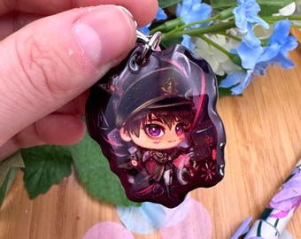 Ciondolo per telefono Chibi Colonel Caleb: accessorio anime in acrilico con amore e spazio profondo