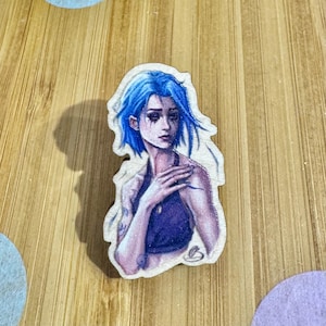 Jinx Wood Pin, Arcane inspired Fan Art, League of Legends inspired Figure Merch, LoL Gamer Gift