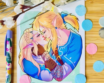 Download Princess Zelda And Link Hugging Botw Wallpaper