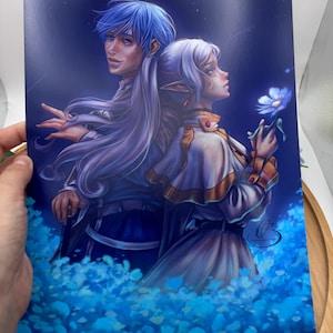 Póster artístico de Frieren y Himmel, decoración de pared de anime de fantasía, obra de arte inspirada en el manga, regalo perfecto para fanáticos del anime y el manga, decoración de habitación otaku