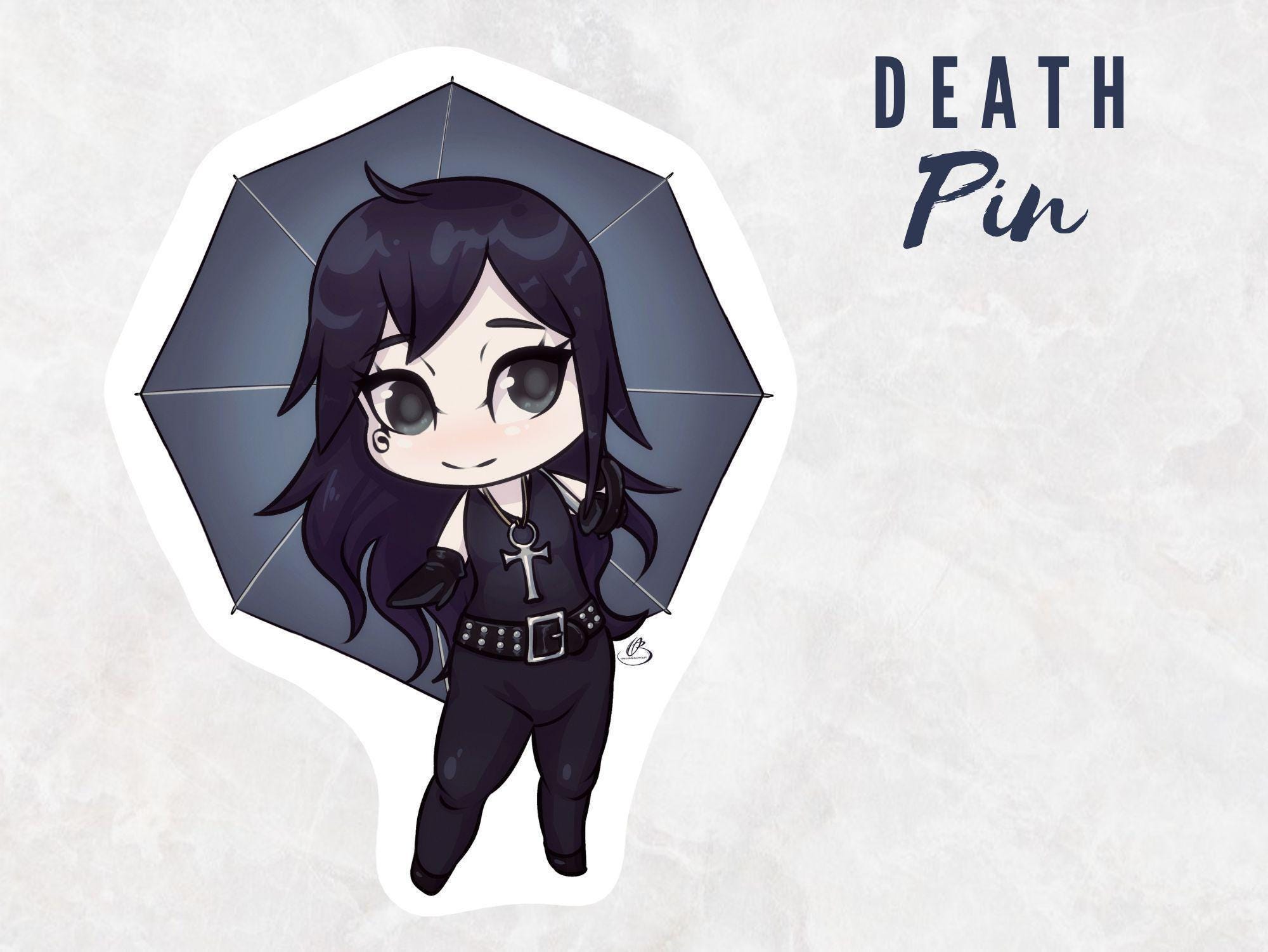 Death the Sandman Fan Art Resin Pin, Chibi Fantasy Homemade