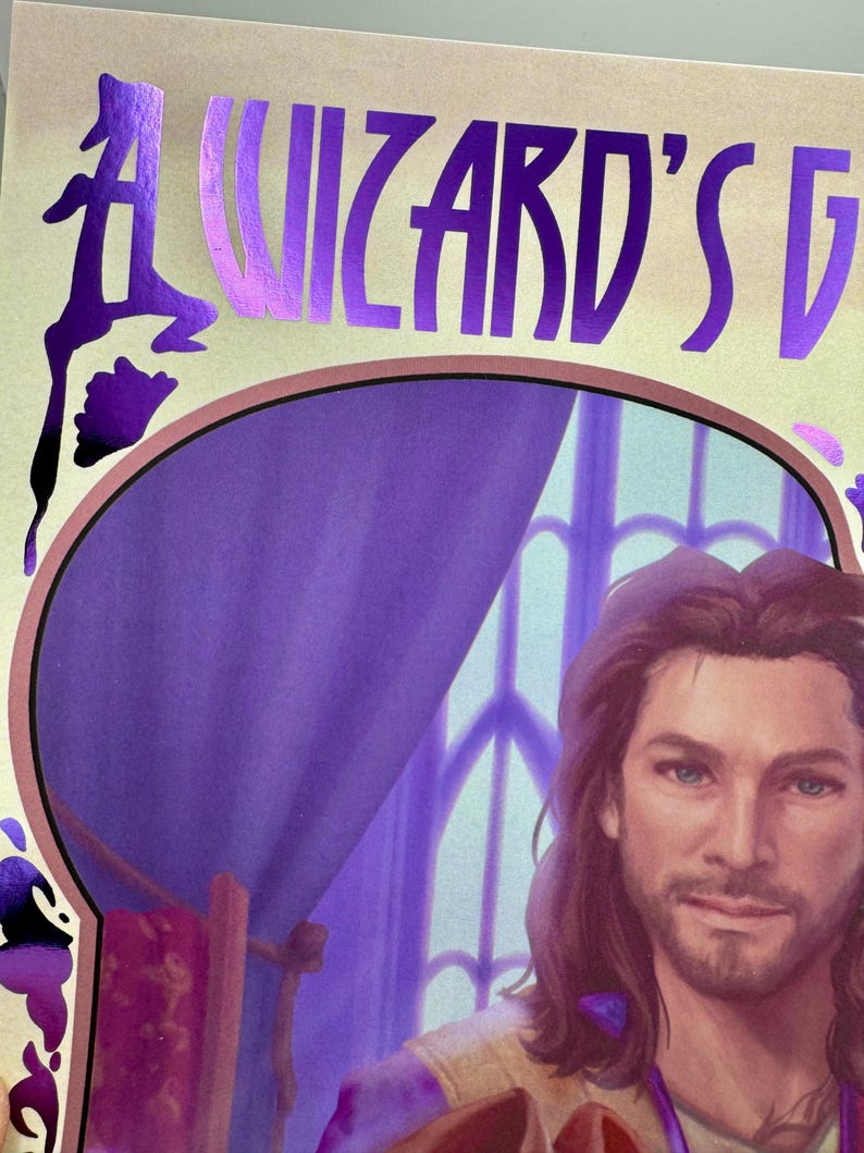 Gale BG3 Funny Foil Print A4, Baldur's Gate 3 Fan Art Poster, Game inspired Merch, Tabletop RPG Decor, Gamer Birthday Gift