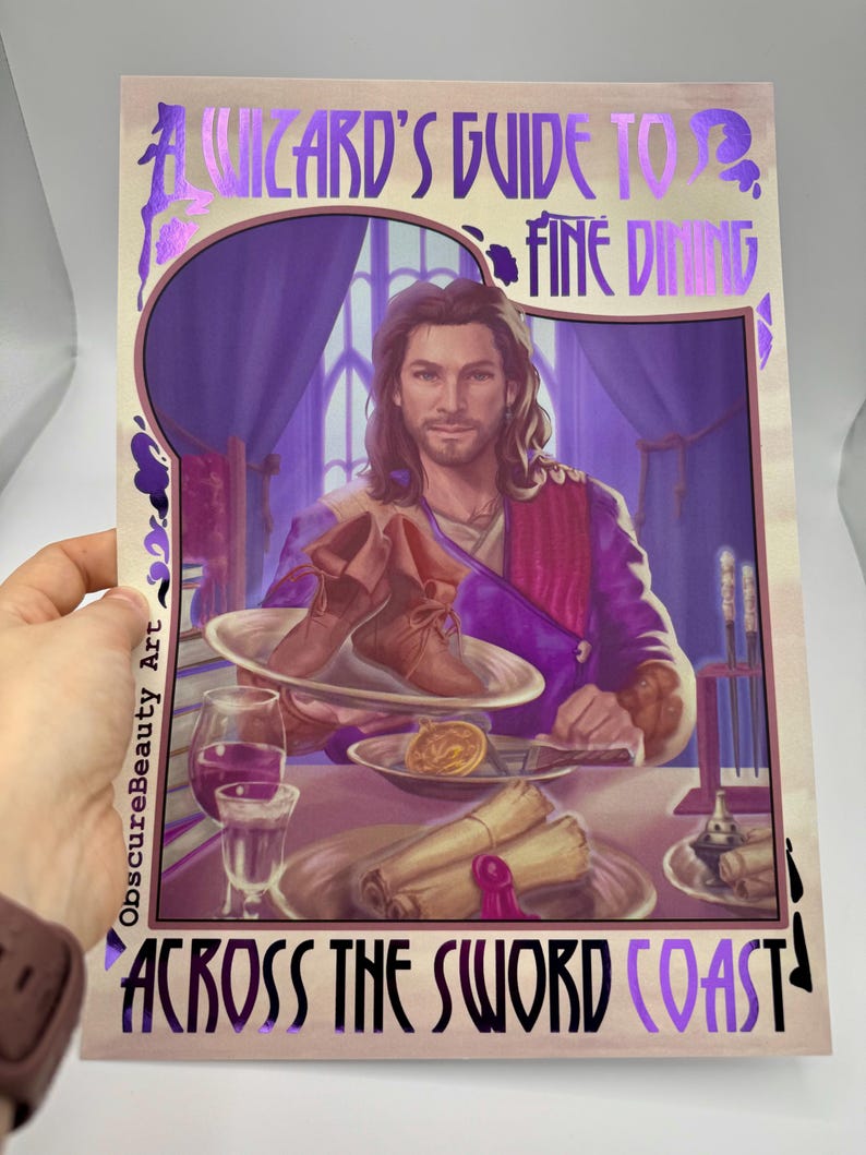 Gale BG3 Funny Foil Print A4, Baldur's Gate 3 Fan Art Poster, Game inspired Merch, Tabletop RPG Decor, Gamer Birthday Gift