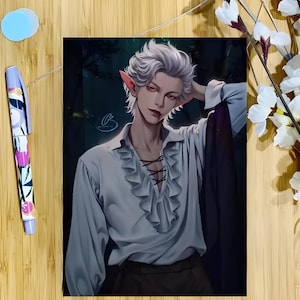 Astarion BG3 Vampire A5 Art Print, Baldur's Gate 3 Fanart, Fantasy Pale Elf Gift for Gamer, Wall art, Poster