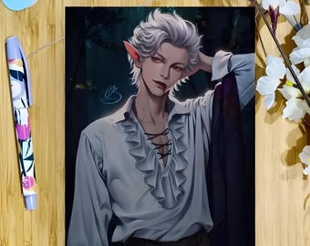 Astarion Art Print: Baldur's Gate 3 Fanart, Pale Elf Vampire (A4)