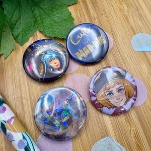 Jinx Holographic Button Badge, Arcane Fanart Merch, Maddie, Isha, League of Legends Video Game Gift