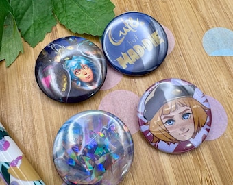 Holographic Jinx Button Badge: Arcane League of Legends Fanart