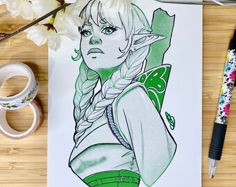 Art Print - Elf Ranger | Fantasy Art | Dnd Dungeons and Dragons | Painting | Illustration | Gift for her | Unique gift | Fairy tale art