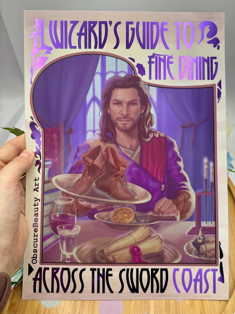 Gale BG3 Funny Foil Print A4, Baldur's Gate 3 Fan Art Poster, Game inspired Merch, Tabletop RPG Decor, Gamer Birthday Gift