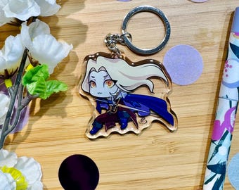 Op kunst geïnspireerde sleutelhanger op Alucard Castlevania, acrylfantasiebedels voor animefans, gamermerchandise, animecadeaus