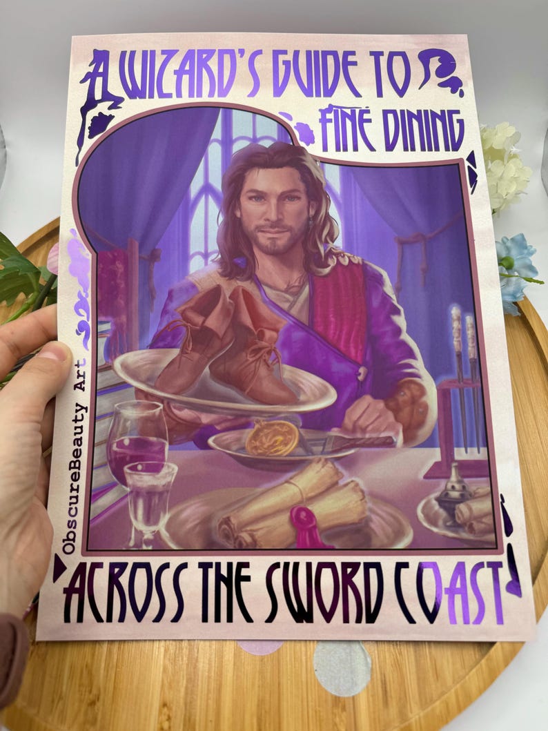 Gale BG3 Funny Foil Print A4, Baldur's Gate 3 Fan Art Poster, Game inspired Merch, Tabletop RPG Decor, Gamer Birthday Gift