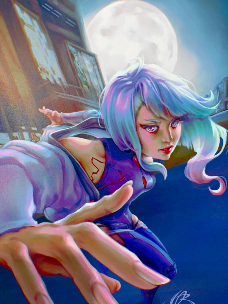 Lucy Cyberpunk 2077 Edgerunners Anime Girl Poster – Fanart Print, Merch Gift for Him – Cyberpunk Decor Art
