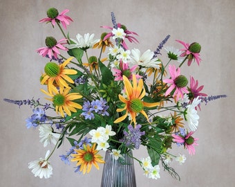 Zomerweide van groenblijvende bloemen - kunstbloemen, namaakbloemen, zijden bloemen, woondecoratie, woningverbeteringen, verjaardagscadeau