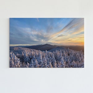 Vermont Winter Mountain Sunset Landscape Poster Wall Art, Fine Art Photography, Vermont home decor, New England, winter photo