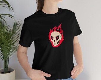 Camiseta de Halloween con calavera de fuego infernal
